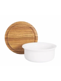 Bol De Porcelana Y Madera De Zebrano Con Tapa Y Jabón Plisson