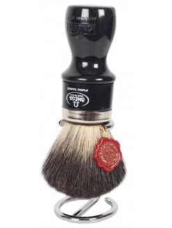 Brocha Afeitar Tejón Negro Con Soporte Omega