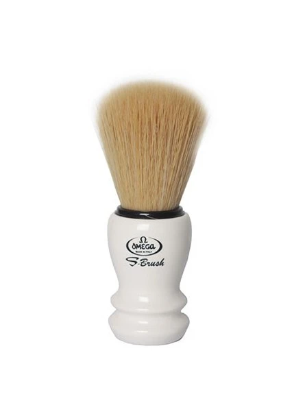 Brocha Afeitar Pelo Sintético Mango Blanco & Bol & Stand Omega 4 Brocha Afeitar Pelo Sintético Mango Blanco & Bol & Stand Omega - Imagen 2