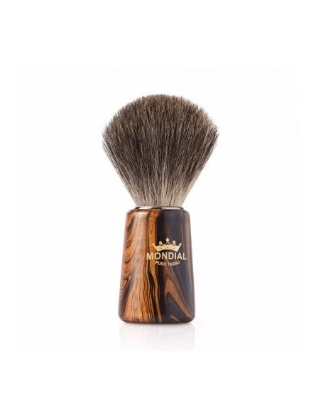 Brocha De Afeitar Morgan Tejón Gris Mondial Madera Veteada 3 Brocha De Afeitar Morgan Tejón Gris Mondial Madera Veteada