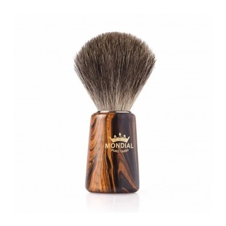Brocha De Afeitar Morgan Tejón Gris Mondial Madera Veteada 4 Brocha De Afeitar Morgan Tejón Gris Mondial Madera Veteada - Imagen 2