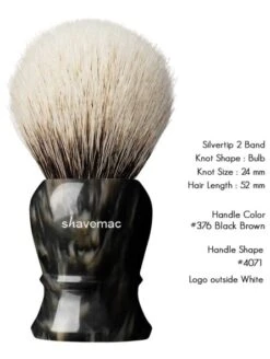 Brocha Afeitar Shavemac ML Punta Plata Dos Bandas 50mm Negra