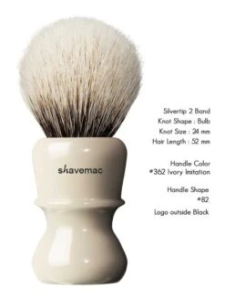 Brocha Afeitar Shavemac RB Punta Plata Dos Bandas 52mm Marfil