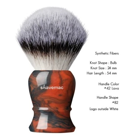 Brocha Sintética 24mm/54mm Black Lava Shavemac 4 Brocha Sintética 24mm/54mm Black Lava Shavemac - Imagen 2