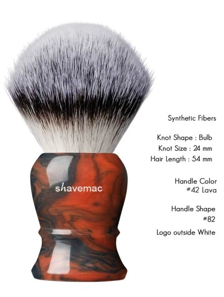 Brocha Sintética 24mm/54mm Black Lava Shavemac 3 Brocha Sintética 24mm/54mm Black Lava Shavemac