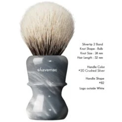 Brocha Tejón 2 Silvertip Dos Bandas 24mm/54mm Crushed Silver Shavemac -Gifts And Care-ES.com brocha tejon 2 silvertip dos bandas 24mm54mm crushed silver shavemac 2