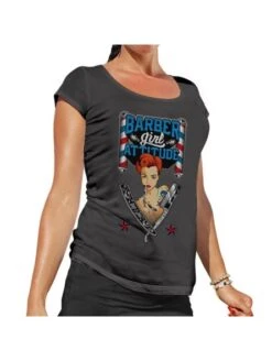 Camiseta Barber Girl Attitude Hey Joe Gris Talla S