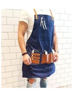 Delantal Barbero Azul Vaquero Barber Pro