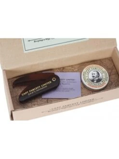 Estuche Cera Bigote Sándalo Extra Fuerte & Peine Captain Faw