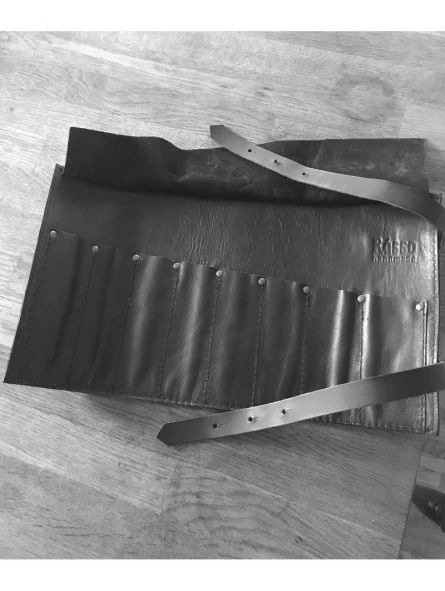 Funda De Cuero Negra Enrrollable Para Tijeras Kai Kasho 4 Funda De Cuero Negra Enrrollable Para Tijeras Kai Kasho - Imagen 2