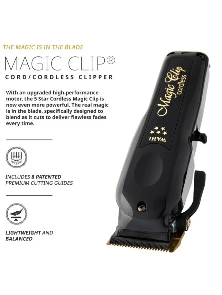 Máquina De Corte Profesional Clipper Magic Clip Negra Cordless Wahl 7 Máquina De Corte Profesional Clipper Magic Clip Negra Cordless Wahl - Imagen 5