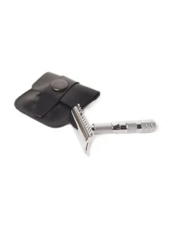 Maquinilla Afeitar Merkur Viaje Estuche /Cuero Peine Abierto