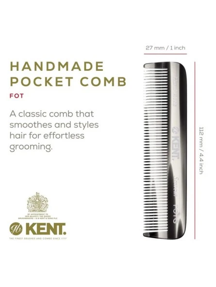 Peine De Bolsillo Todo Cabello Fino FOTG 112mm Kent 4 Peine De Bolsillo Todo Cabello Fino FOTG 112mm Kent - Imagen 2
