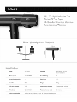 Secador JRL Forte Pro Brushless Negro -Gifts And Care-ES.com secador jrl forte pro brushless negro 5