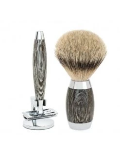 Set Afeitado Mühle Brocha Afeitar Tejón Punta Plata, Maquinilla Afeitar Clásica