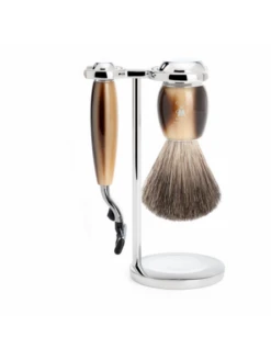 Set Afeitado Mühle Brocha Afeitar Tejón Punta Plata & Maquinilla Tradicional Oro Rosa R41