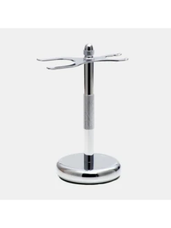 Soporte Para Brocha Y Maquinilla Rockwell Razors Blanco Cromado